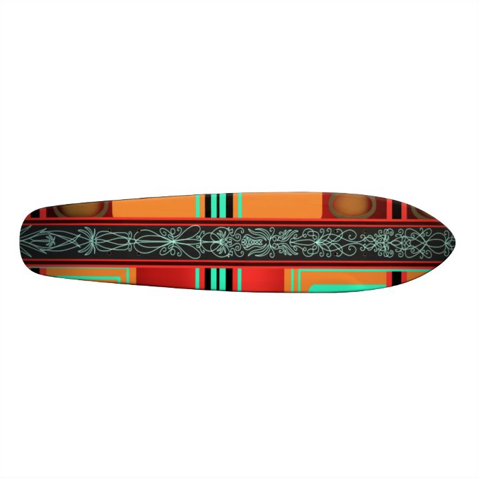 Ornate Surf Art Stripes Skateboard