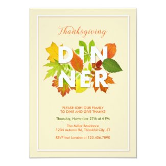 Elegant Leaves Thanksgiving Dinner Invitation