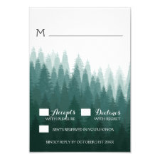 Rustic Evergreen Pine Tree Wedding RSVP Cards