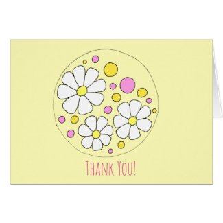 Retro Daisy Flowers Thank You Note Card