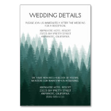 Rustic Evergreen Pine Tree Reception + Hotel Cards