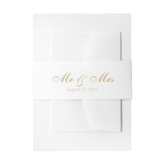 Mr and Mrs Cool Gold with Date Invitation Belly Band