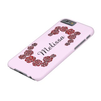 Red Roses Flower Border with Personalized Name Barely There iPhone 6 Case