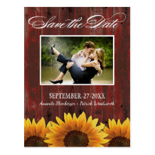 Country Wood Rustic Sunflower Save the Date Cards