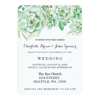Watercolor Succulent Wedding Invitation