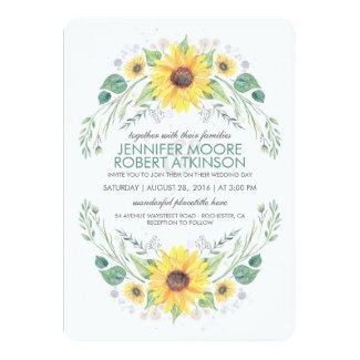 Sunflowers Rustic Country Wedding Card