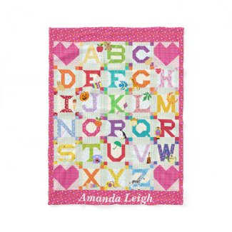 Baby Girl Alphabet Quilt Design Fleece Blanket