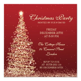 Elegant Christmas Party Red Card