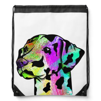 Cute Dalmatian Dog Head Drawstring Bag