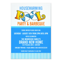 Pool Party Housewarming Party Invitation
