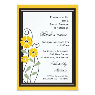 Elegant Yellow Floral Bridal Shower Invitations