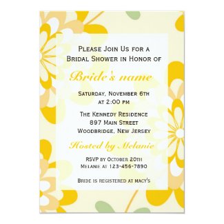 Modern Floral Bridal Shower Invitations Yellow