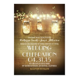 Lights and Mason Jar Wedding Invitation
