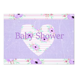 Purple Floral Baby Shower Invitations for Girls