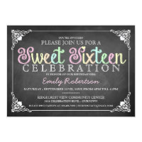 Sweet 16 Vintage Chalkboard Party Invitation
