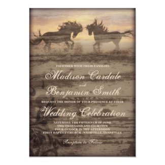 Two Horses Rustic Country Western Wedding Invites