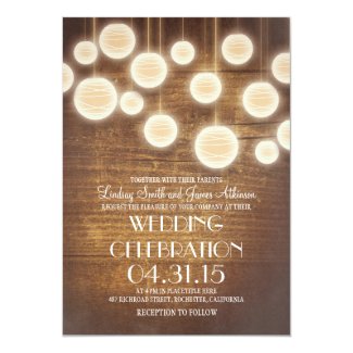 lanterns rustic country wedding invitation
