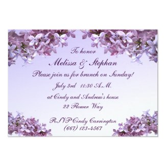 Floral Lilac Flowers Wedding Brunch Card