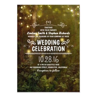 Enchanted Forest Invitation with String Lights