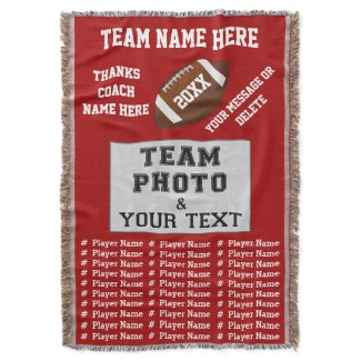 Football Coach Gifts, Your PHOTO, TEXT, COLORS Throw
