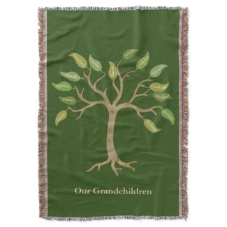 Grandparent&#39;s 14 Leaf Tree Green Throw Blanket