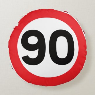 90 Speed Limit Traffic Signs for Nerd Geeks Round Pillow