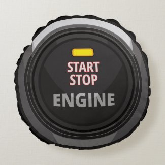 Engine Start Stop Button Round Pillow