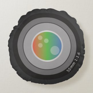 Camera Lens for the Nerd Geeks Round Pillow