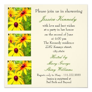 Floral Bridal Shower Invitations-Yellow Flowers Card