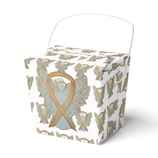 Gold Awareness Ribbon Angel Take Out Favor Boxes