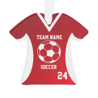Soccer Sports Jersey Red with Photo Ornament