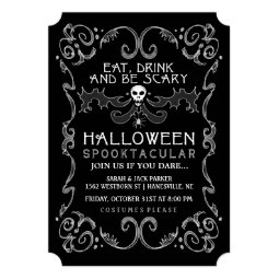 Halloween Black & White Party Invitation