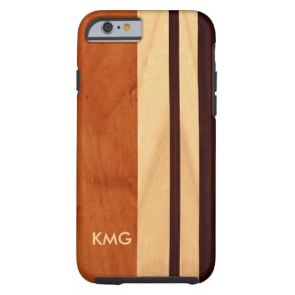 Beautiful Monogrammed Wood Stripes Pattern Tough iPhone 6 Case