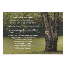 Rustic Initials Old Oak Tree Wedding Invitations