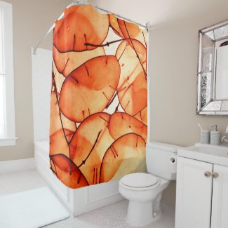 Beautiful Orange Leaf Curtain Shower Curtain