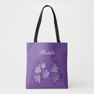 Purple Spring Floral Bridal Wedding Tote Bag