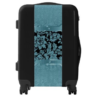 Metallic Blue Damask Luggage