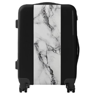 Elegant White And Black Marble Stone Luggage