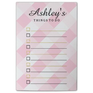 Chic Pink Checkered | Checkbox To Do List Post-it&#174; Notes