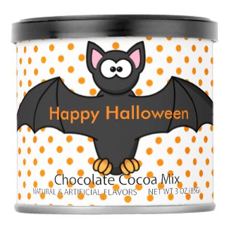 Black Bat Happy Halloween Orange Polka Dot Hot Chocolate Drink Mix