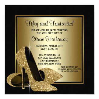 Black Gold High Heels Womans Birthday Party Card
