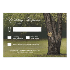 Rustic Initials Old Oak Tree Wedding RSVP Cards