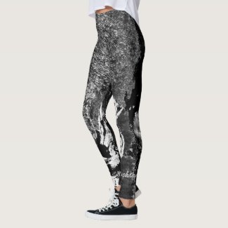 Abstract Black and White with Personalized Name Leggings