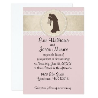 Bride and Groom Lace Kiss Invitation