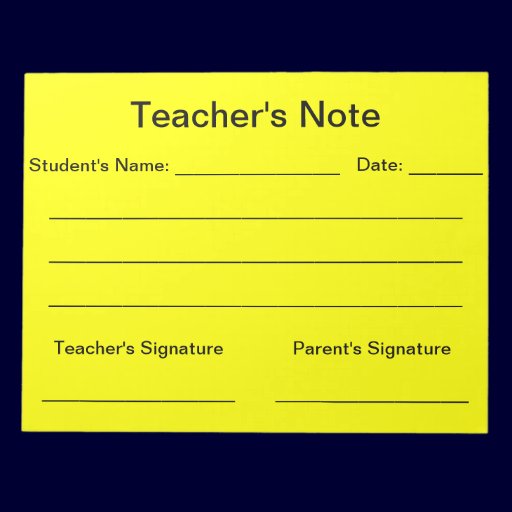 Teacher's Note Notepad (Yellow)
