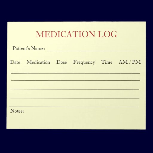 Medication Log Notepad (White)