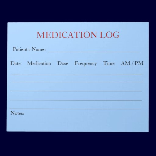 Medication Log Notepad (Pale Blue)