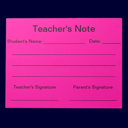 Teacher's Note (Bright Pink) Notepad