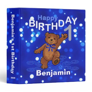 1st Birthday Dancing Teddy Bear Memories 2 Inch 3 Ring Binder