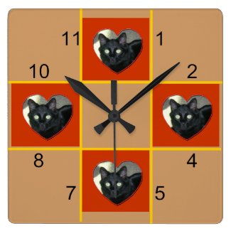 Clock - Pet patchwork (red heart)